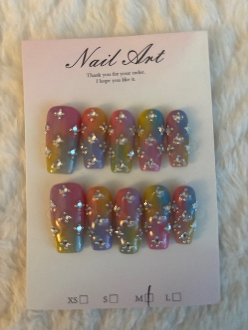 Kids Rhinestone Press-On Nails - Multicolor